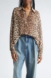 ZIMMERMANN ZIMMERMANN ILLUSTRATION LEOPARD PRINT LINEN & SILK BUTTON-UP SHIRT