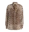 Zimmermann Illustration Tie-neck Leopard-print Shirt In Brown
