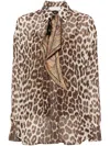 Zimmermann Illustration Tie-neck Leopard-print Shirt In Brown