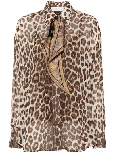 ZIMMERMANN ILLUSTRATION LEOPARD-PRINT SHIRT