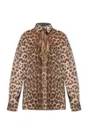 Zimmermann Illustration Tie-neck Leopard-print Shirt In Brown