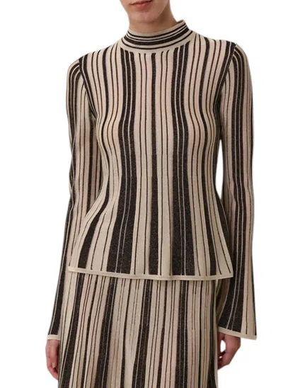 ZIMMERMANN ILLUSTRATION METALLIC KNIT TOP IN BLK/GOLD