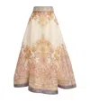 Zimmermann Illustration Printed Organza Midi Skirt In Beige