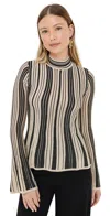 Zimmermann Illustration Mouline Metallic Stripe Top Black/gold In Black/gold