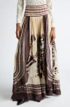 Zimmermann Illustration Layered Fil Coupé Silk-blend Maxi Skirt In Multi