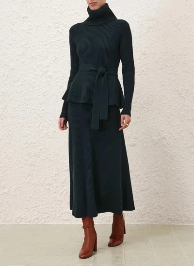 Zimmermann Illustration Paneled Rib Skirt In Forest In Green