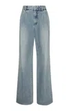 Zimmermann Illustration Pleated Rigid High-rise Wide-leg Jeans In Blue