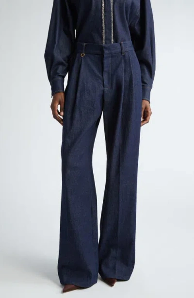 Zimmermann Illustration Pleated Wide Leg Jeans In Night Sky