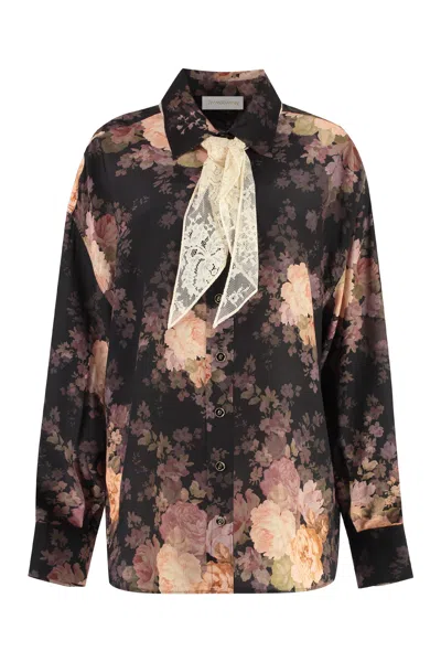 Zimmermann Illustration Printed Silk Shirt In Multi