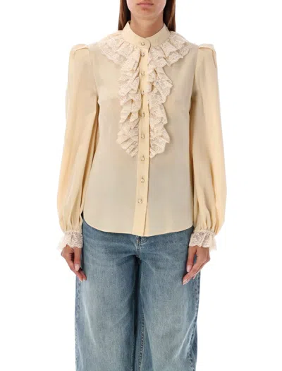 Zimmermann Women's Illustration Silk Blouse Top In Beige