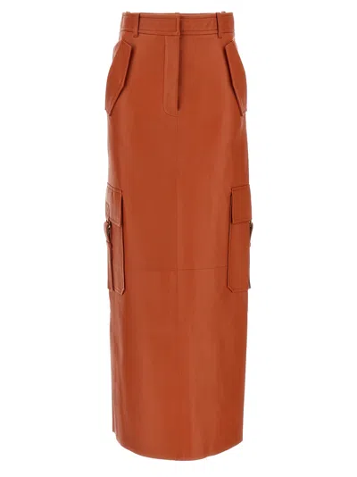 Zimmermann 'illustration' Skirt With Pockets And Slit In Orange