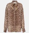 ZIMMERMANN ILLUSTRATION TIE-NECK LEOPARD-PRINT SHIRT