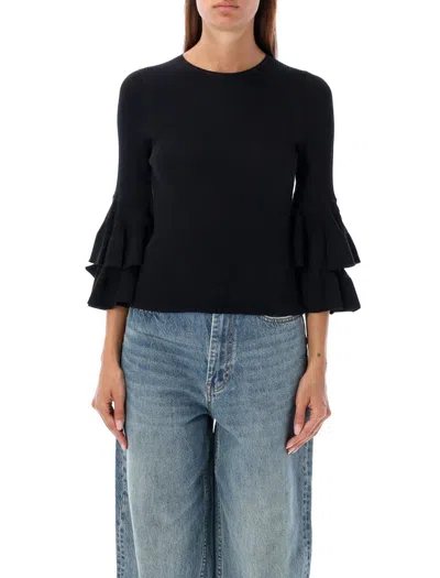 Zimmermann Black Illustration Tiered Ruffle Top