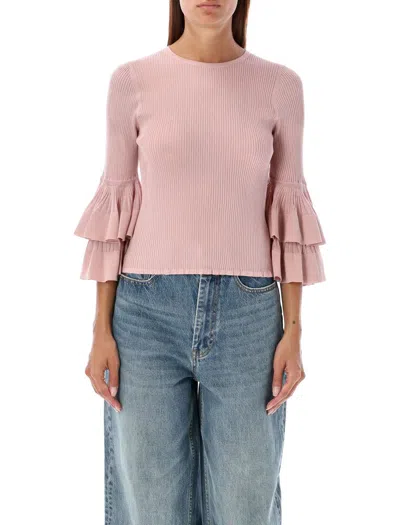 Zimmermann Illustration Tiered Ruffle Top In Pink