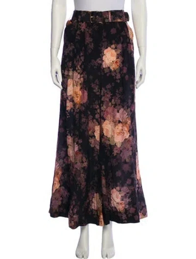 Pre-owned Zimmermann Illustration Tuck Pants Wide Leg Pants In Black