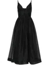 Zimmermann Illustration Pleated Linen And Silk-blend Midi Dress In 黑色