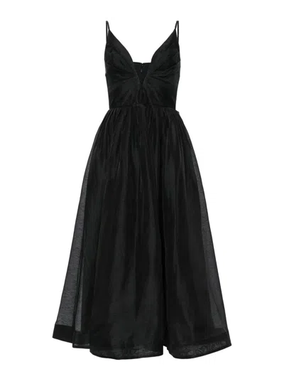 Zimmermann Illustrated V-neck Dress With 9 In Black