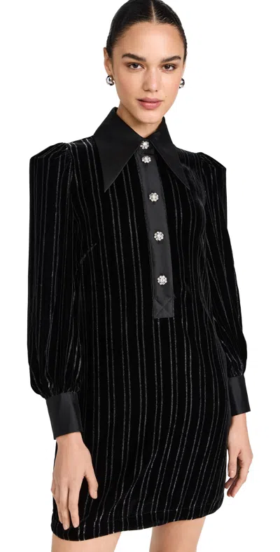 Zimmermann Ilustration Crystal-embellished Metallic Striped Velvet Mini Dress In Black