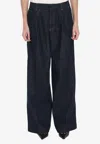 Zimmermann Illustration Pleated Wide Leg Jeans In Blue