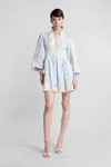 Zimmermann Lucky Linen Mini Dress In Blue