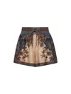 Zimmermann Womens Blue Cream Indienne Ascension Relaxed-fit Silk Shorts Xs