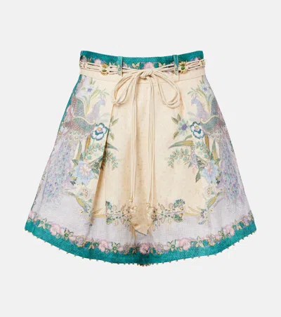 Zimmermann Indra印花亚麻短裤