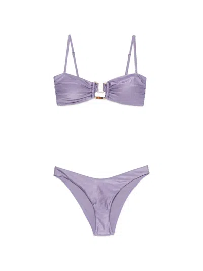 Zimmermann Indra Bamboo-trim Bikini In Purple