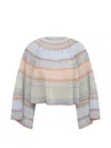 Zimmermann Indra Stripe Bell-sleeve Top In Multi