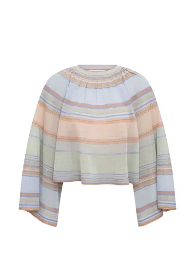 Zimmermann Indra Bell-sleeved Top In Multi