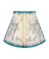 Zimmermann Indra Belted Mid-rise Floral-print Linen Shorts In Multi