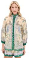 Zimmermann Indra Printed Metallic Cotton And Silk-blend Blouse In Multi
