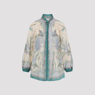 Zimmermann Indra Printed Metallic Cotton And Silk-blend Blouse In Multi
