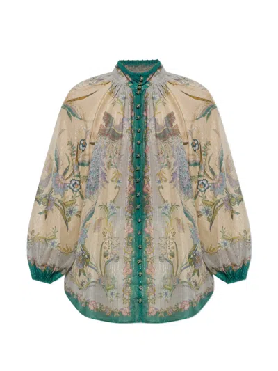 Zimmermann Indra Billow Floral-print Shirt In Multi