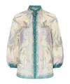 Zimmermann Indra Printed Metallic Cotton And Silk-blend Blouse In Multi