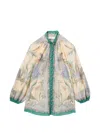 Zimmermann Indra Printed Metallic Cotton And Silk-blend Blouse In Multi
