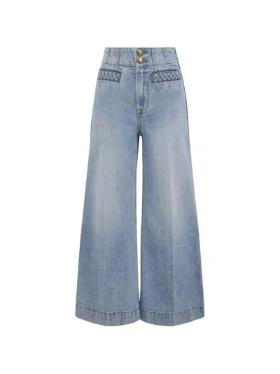 Zimmermann Indra Braided-trim Wide-leg Jeans In Blue