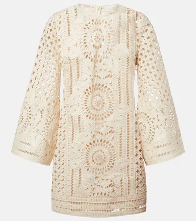 Zimmermann Indra Broderie Anglaise Cotton Minidress In Neutral