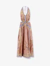 Zimmermann Womens Pink Scarf Floral Indra Printed Halter-neck Silk And Cotton Maxi Dress In Multi