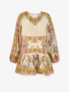 Zimmermann Womens Chartreuse Scarf Floral Indra Floral-print Cotton And Silk-blend Mini Dress Xxs In Multi