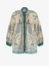 Zimmermann Indra Printed Metallic Cotton And Silk-blend Blouse In Black