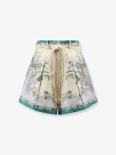Zimmermann Indra Cotton And Silk Shorts In Neutral