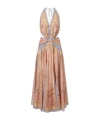 Zimmermann Womens Pink Scarf Floral Indra Printed Halter-neck Silk And Cotton Maxi Dress In Brown