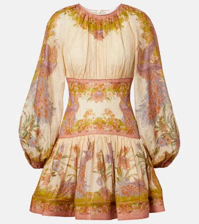 Zimmermann Womens Chartreuse Scarf Floral Indra Floral-print Cotton And Silk-blend Mini Dress Xxs In Multi