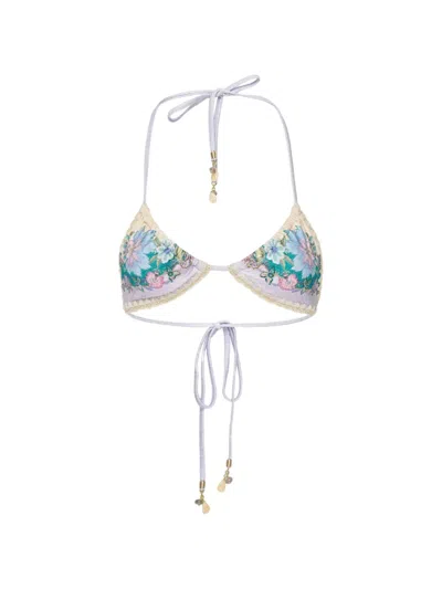 Zimmermann Indra Crochet-trim Floral-print Bikini In Multi