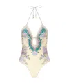 Zimmermann Womens Cream Scarf Floral Indra Crochet-detail One-piece Swimsuit In White