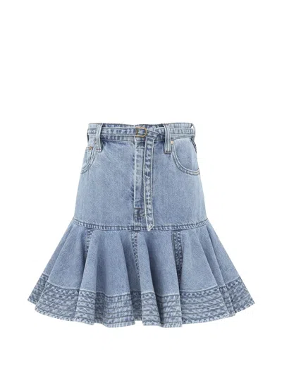 Zimmermann Indra Denim Mini Skirt In Blue