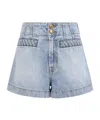 Zimmermann Wanderlust Lightblue Cotton Five-pocket Shorts In Blue
