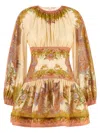 Zimmermann Womens Chartreuse Scarf Floral Indra Floral-print Cotton And Silk-blend Mini Dress Xxs In Gold