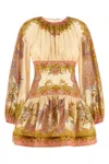 Zimmermann Womens Chartreuse Scarf Floral Indra Floral-print Cotton And Silk-blend Mini Dress Xxs In Multi