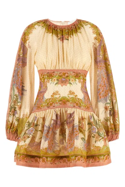 Zimmermann Womens Chartreuse Scarf Floral Indra Floral-print Cotton And Silk-blend Mini Dress Xxs In Multi